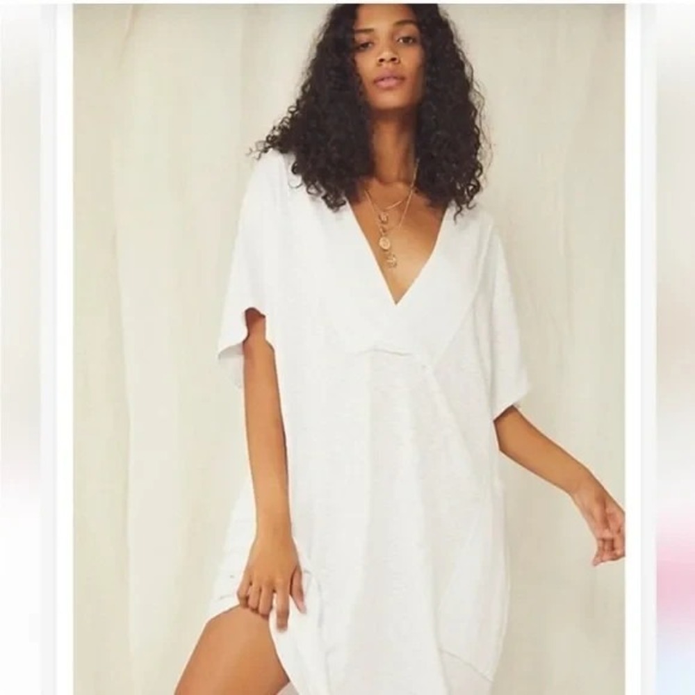 Free People Beach Sunshower Maxi Dress XS Tan Pockets Oversized Boho Lagenlook